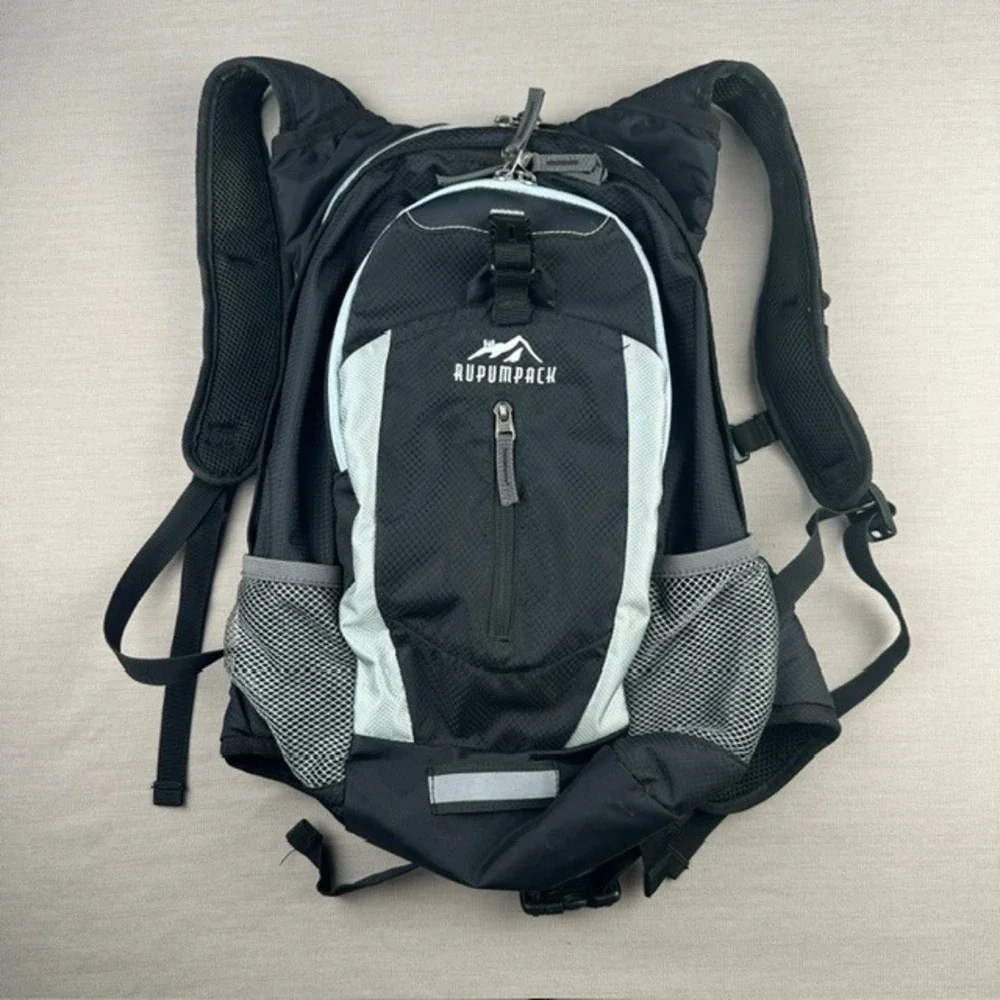 Rupumpack Hydration Backpack Black Gray Hiking Running Bag with Water Bladder
